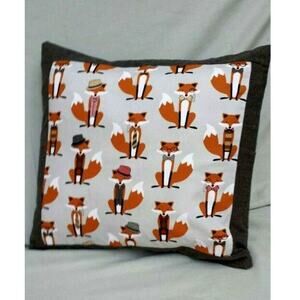 Fox Pillow Cover 18" x 18" Fedoras and Bow Ties Animal Gray Brown Nature